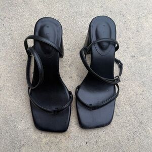 Square toe strap heels